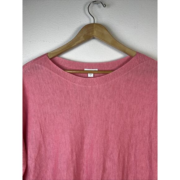 J Jill Womens medium Pink 3/4 Sleeve Linen Bld Airy Knit Lagenlook Boat neck - Picture 4 of 10